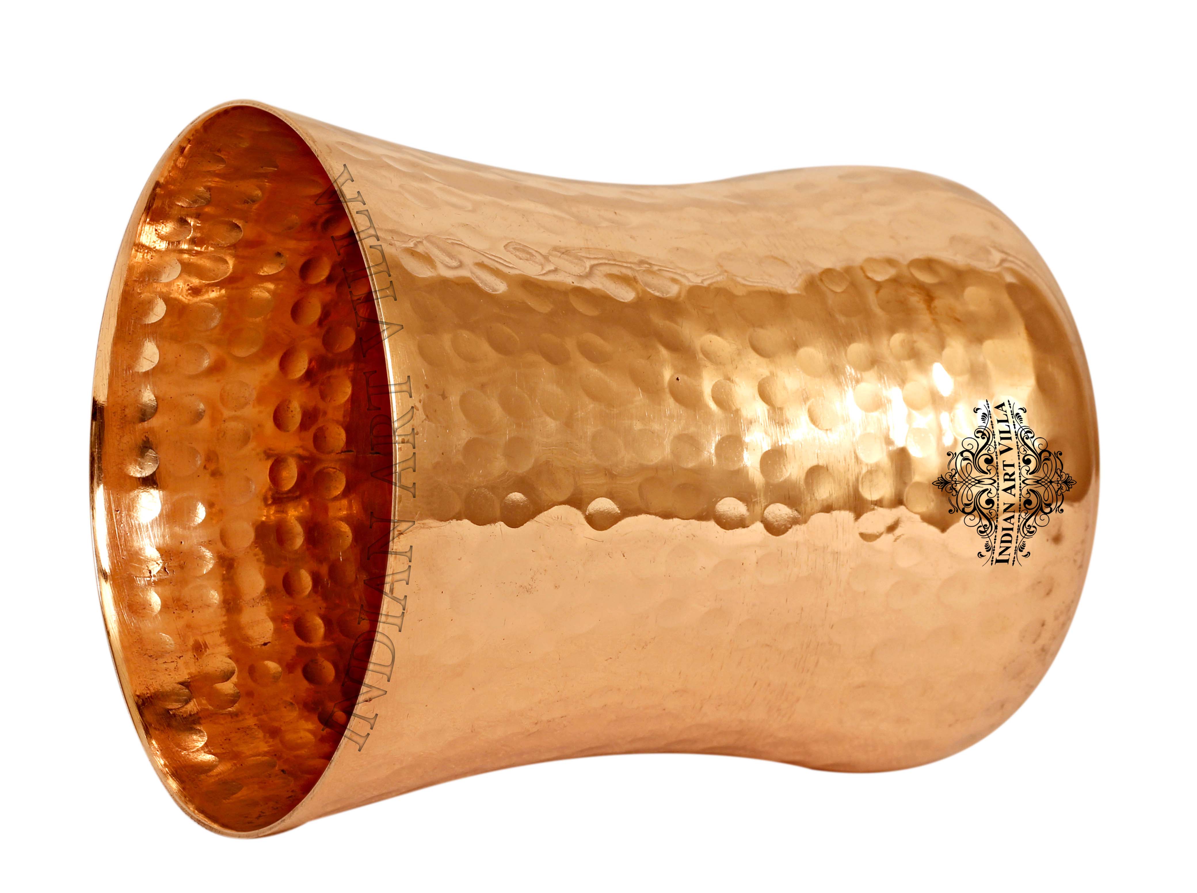 Pure Copper Glass with Embossed & Hammered Design 300ml