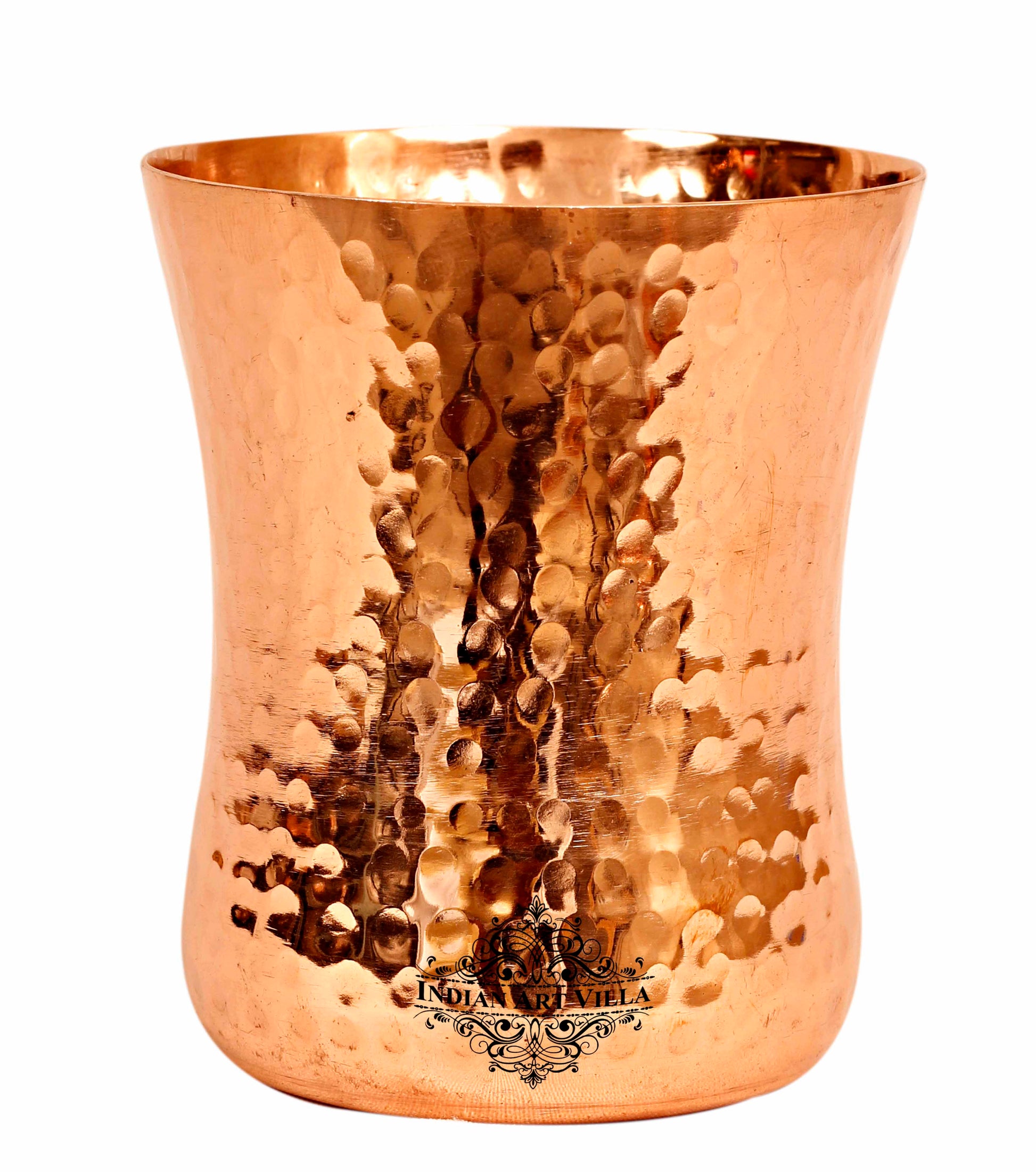 Pure Copper Glass with Embossed & Hammered Design 300ml