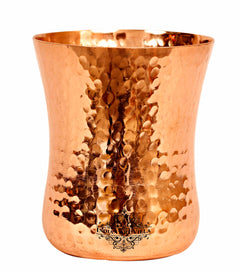 Pure Copper Glass with Embossed & Hammered Design 300ml