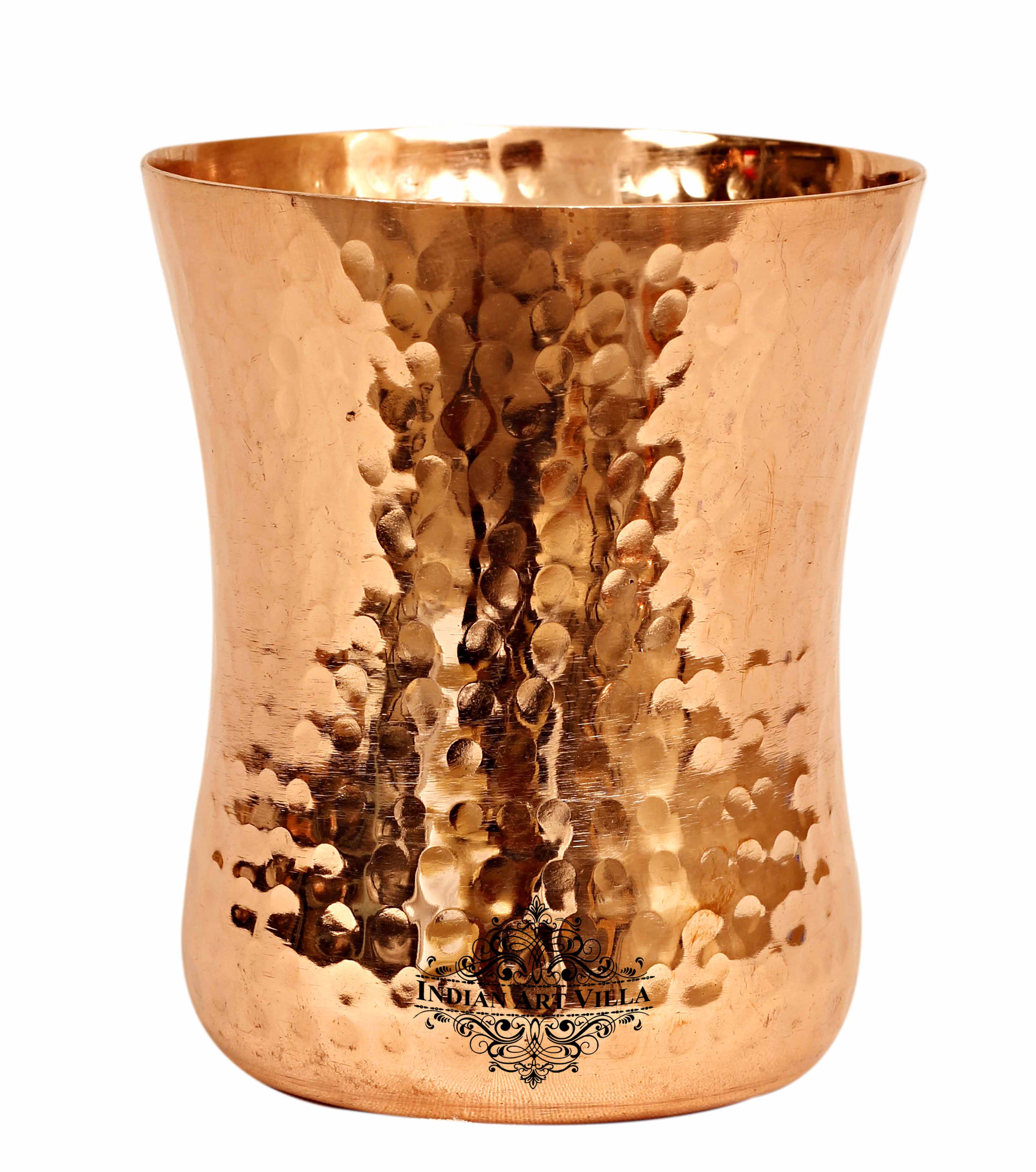 Pure Copper Glass with Embossed & Hammered Design 300ml