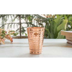 Copper Hammered Design Glass with 2 Rings 400 ML