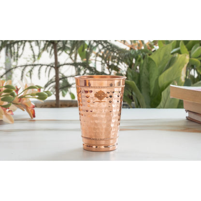 Copper Hammered Design Glass with 2 Rings 400 ML