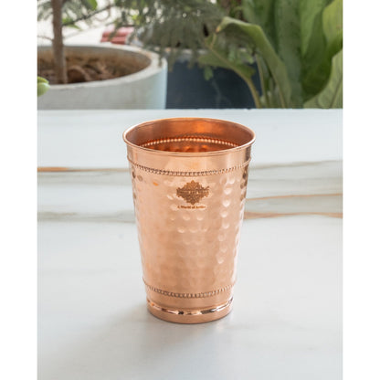 Copper Hammered Design Glass with 2 Rings 400 ML