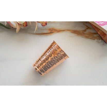 Copper Hammered Design Glass with 2 Rings 400 ML