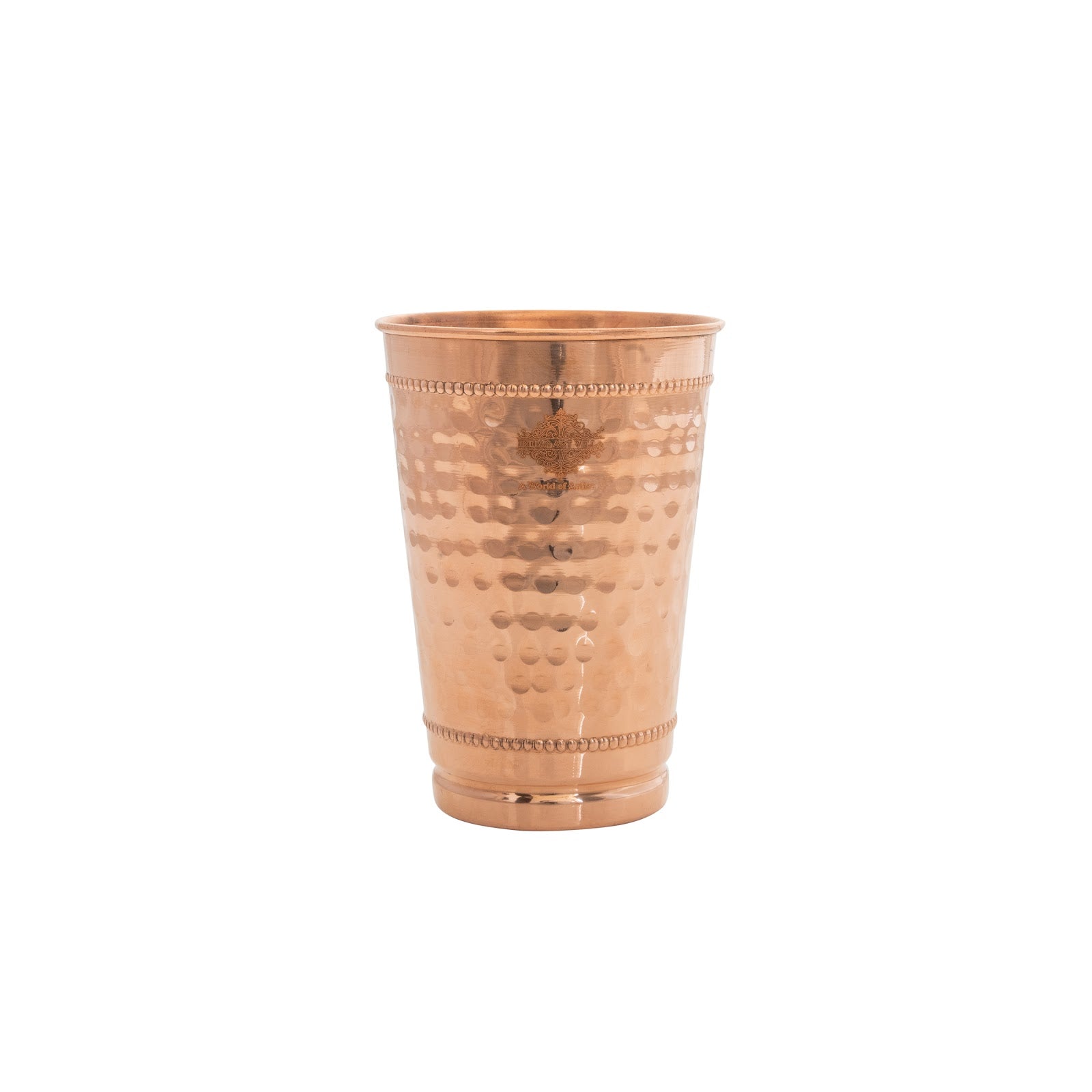 Copper Hammered Design Glass with 2 Rings 400 ML