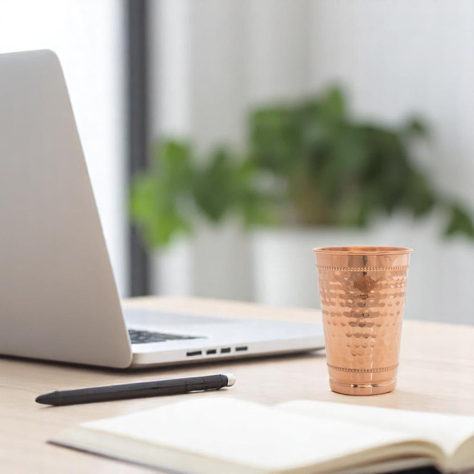 Copper Hammered Design Glass with 2 Rings 400 ML