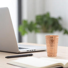 Copper Hammered Design Glass with 2 Rings 400 ML