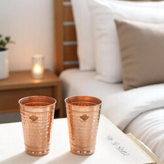 Copper Hammered Design Glass with 2 Rings 400 ML