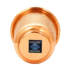 Pure Copper Embossed Design Curved Glass Tumbler 210 ML