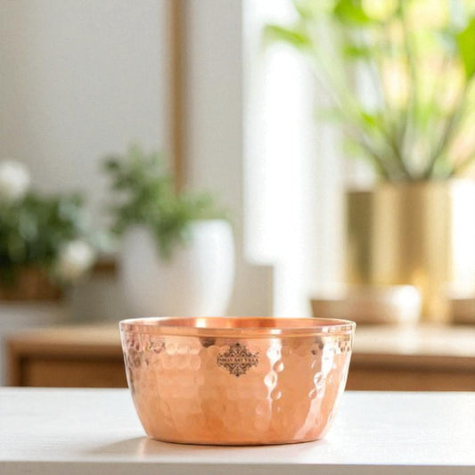 Hammered Copper Bowl, Serveware Dinnerware, Hotel Restaurant, Brown