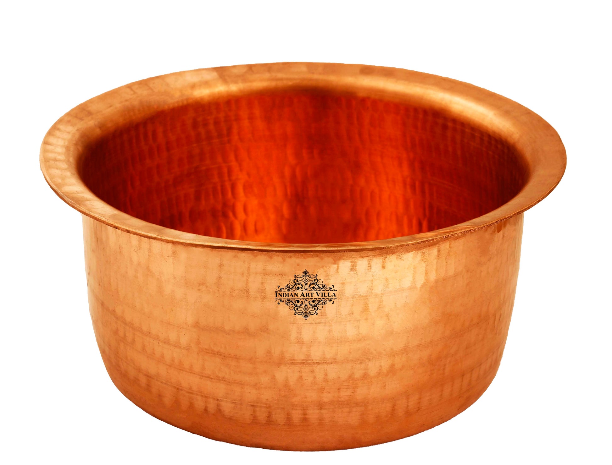 Handcrafted Pure Copper Hammered Design Patila | Bhagona, Servware, 4.2 Ltr.