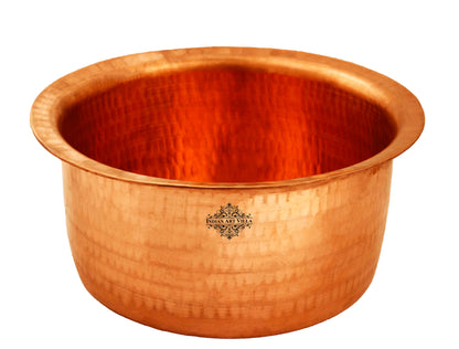 Handcrafted Pure Copper Hammered Design Patila | Bhagona, Servware, 4.2 Ltr.