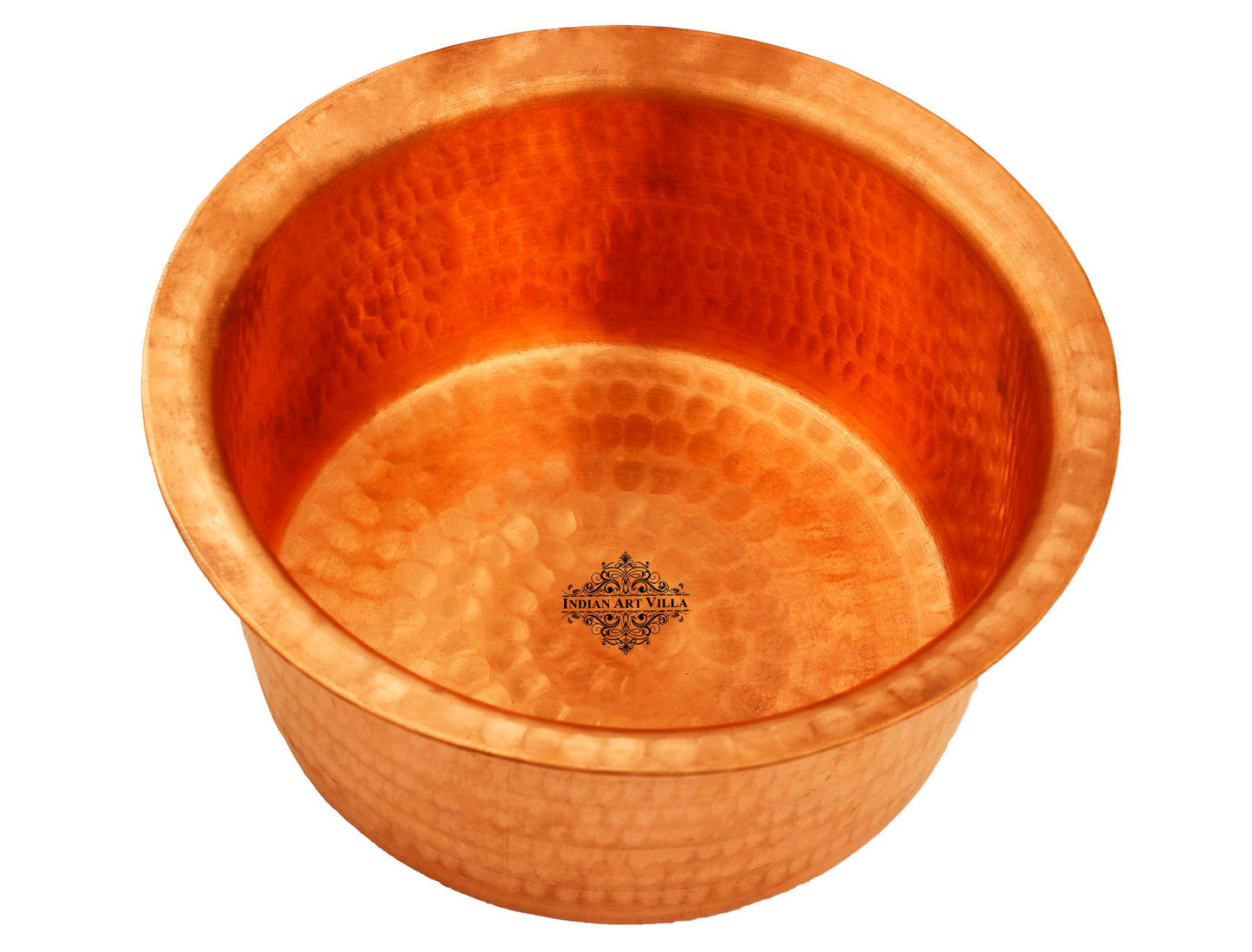 Handcrafted Pure Copper Hammered Design Patila | Bhagona, Servware, 4.2 Ltr.