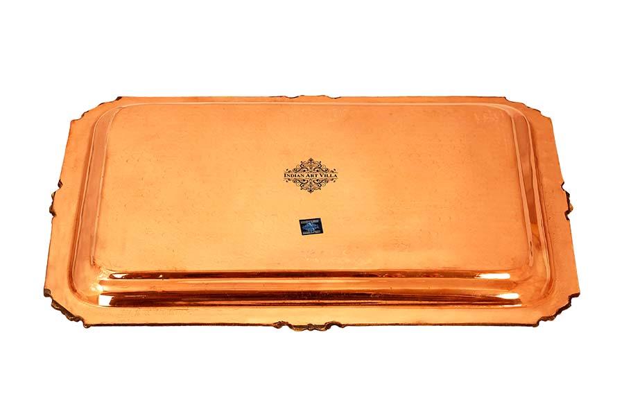 Pure Copper Hammered Rectangular Serving Beeding Tray Serveware Tableware Decorative Gift Item Brown