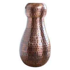Pure Copper Hammered Design Bedroom Water Bottle with Inbuilt Glass