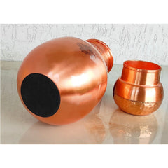 Pure Copper Hammered Design Bedroom Water Bottle with Inbuilt Glass
