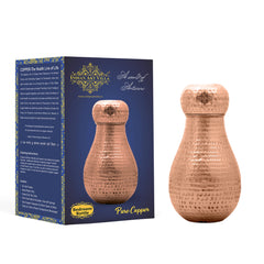 Pure Copper Hammered Design Bedroom Water Bottle with Inbuilt Glass
