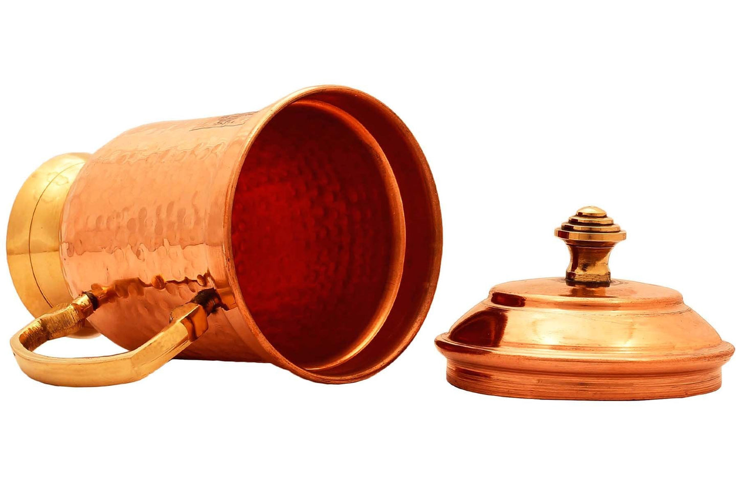 Pure Copper Hammered Design Beer Mug with Lid Barware 500 ML