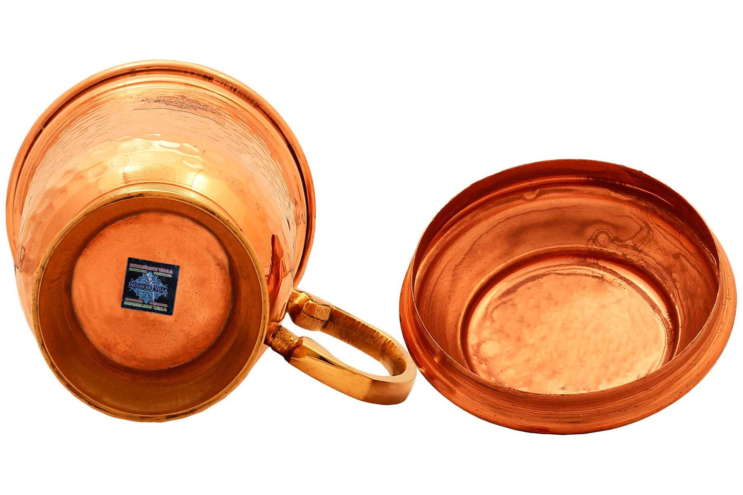 Pure Copper Hammered Design Beer Mug with Lid Barware 500 ML