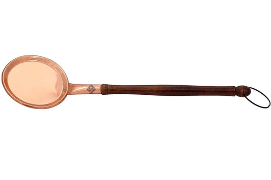 Pure Copper Flat Serving Spoon With Wooden Handle And Hanging Ring  40.13 cm