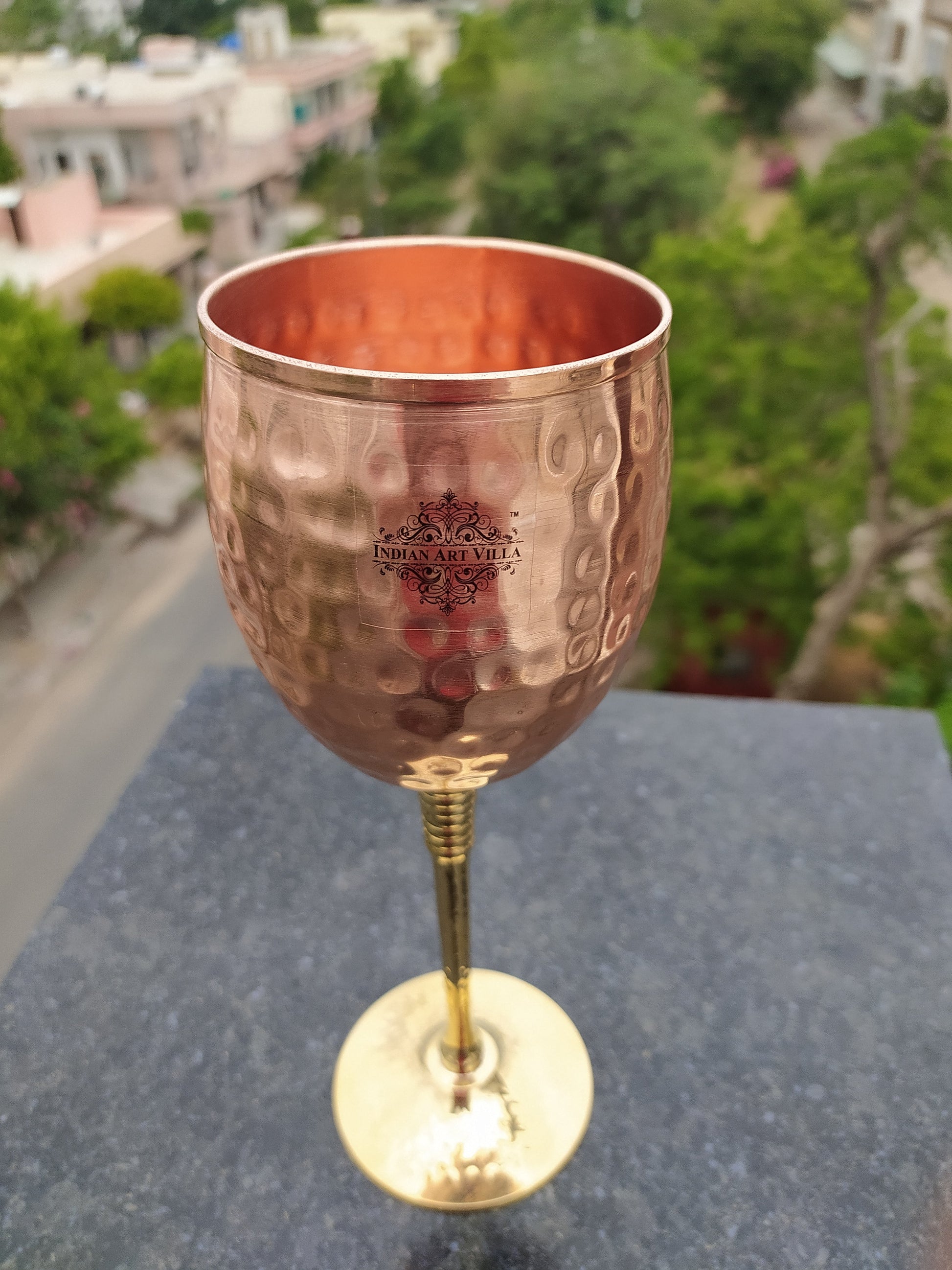 Handmade Hammered Copper & Brass Champagne Wine Glass – 350 ML, Premium Quality for Wine Bars & Restaurants