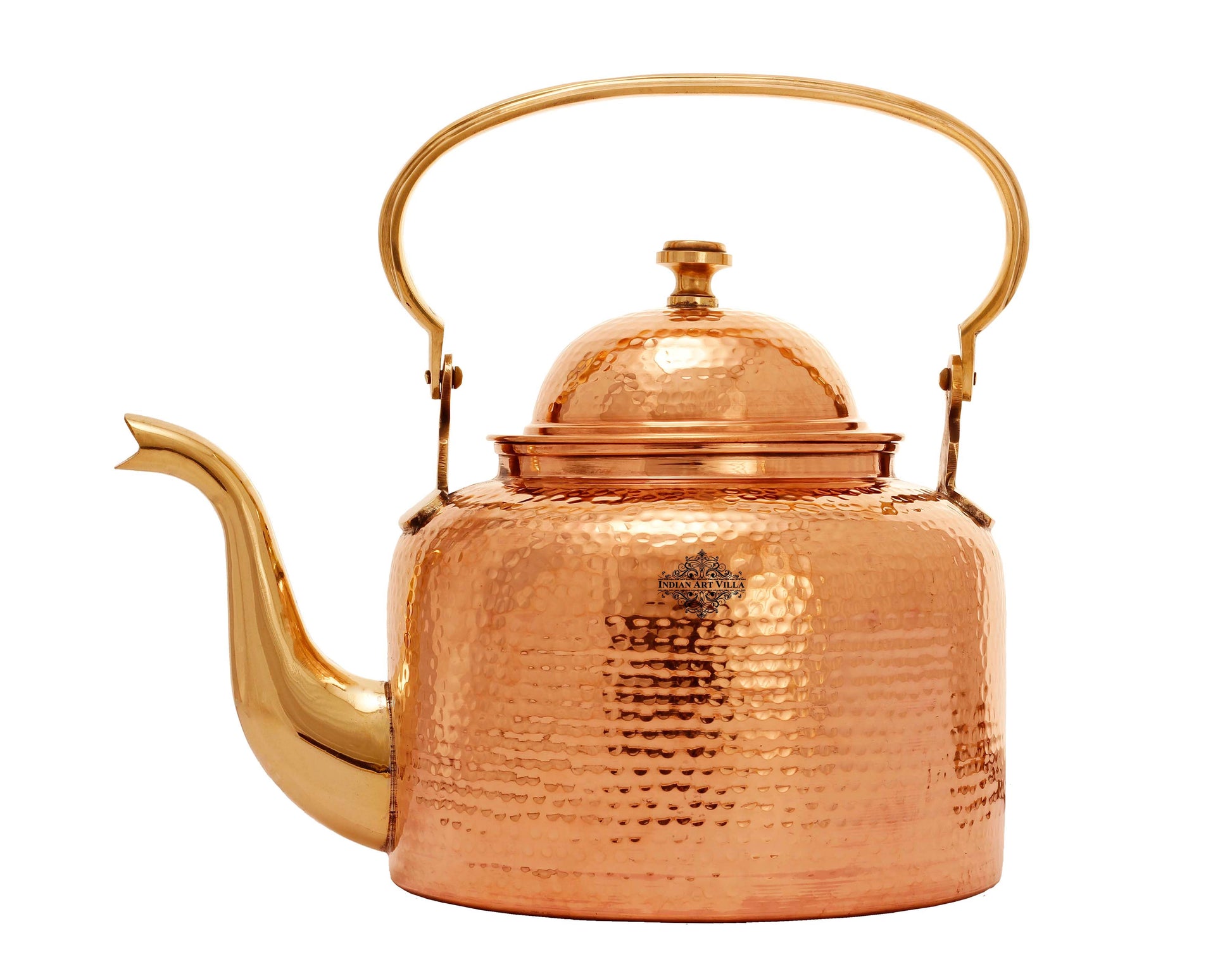 Copper Hammered Tea Kettle Pot Inside Tin Lining, Serveware,