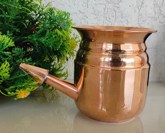 Pure Copper Handmade Ramjhara, NetiPot,  used to Yoga Purposes Item, Drinkware, Serveware
