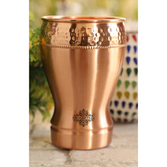 Pure Copper Glass With Half Lecquer Hammered & Shine Design 400 ML