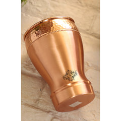 Pure Copper Glass With Half Lecquer Hammered & Shine Design 400 ML