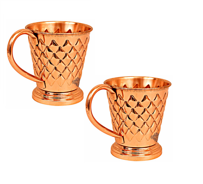 Pure Copper Diamond Hammered Moscow Mule Beer Mug - 450 ML
