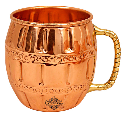 Pure Copper Round Design Muscow Mule Beer Mug (Pahaldar)