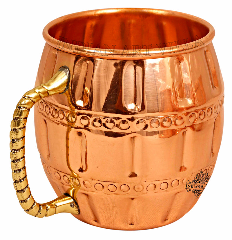 Pure Copper Round Design Muscow Mule Beer Mug (Pahaldar)