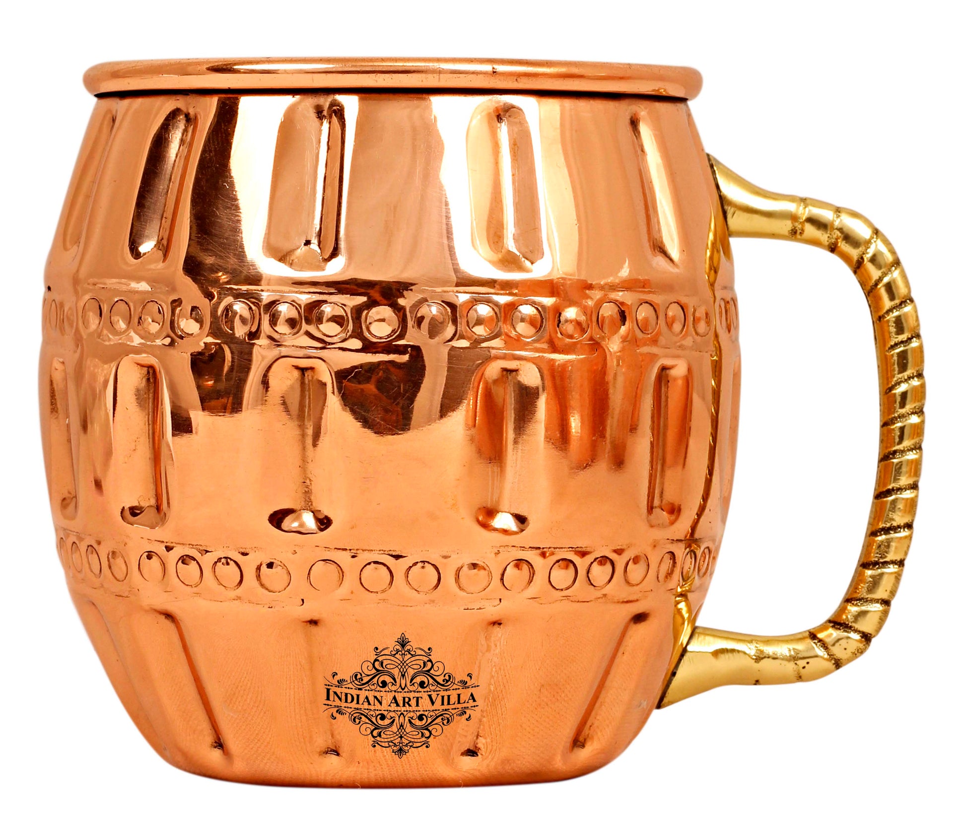 Pure Copper Round Design Muscow Mule Beer Mug (Pahaldar)
