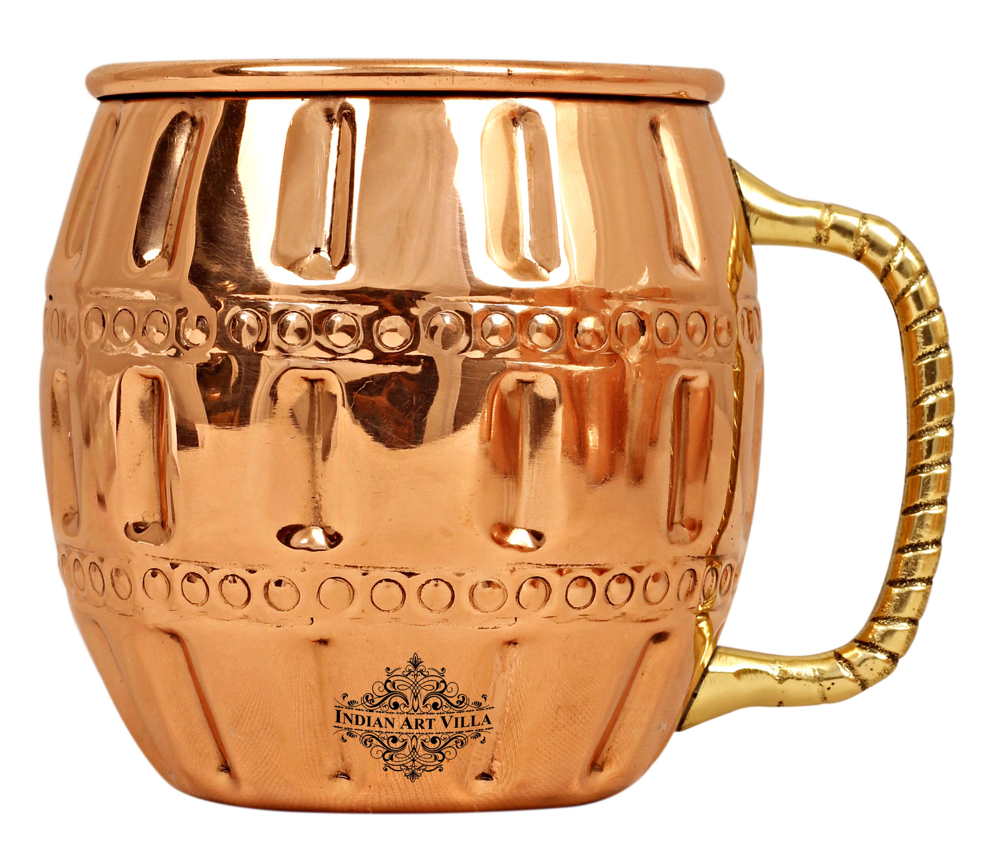 Pure Copper Round Design Muscow Mule Beer Mug (Pahaldar)