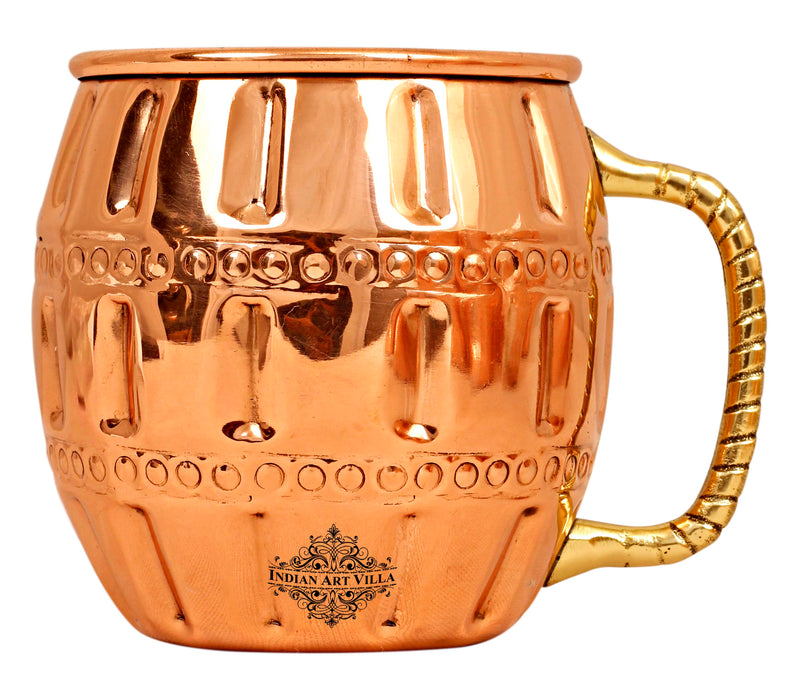Pure Copper Round Design Muscow Mule Beer Mug (Pahaldar)