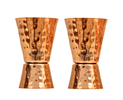 Pure Copper Hammered Shot Jigger Glass Cup