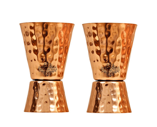 Pure Copper Hammered Shot Jigger Glass Cup