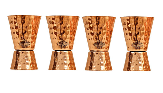 Pure Copper Hammered Shot Jigger Glass Cup