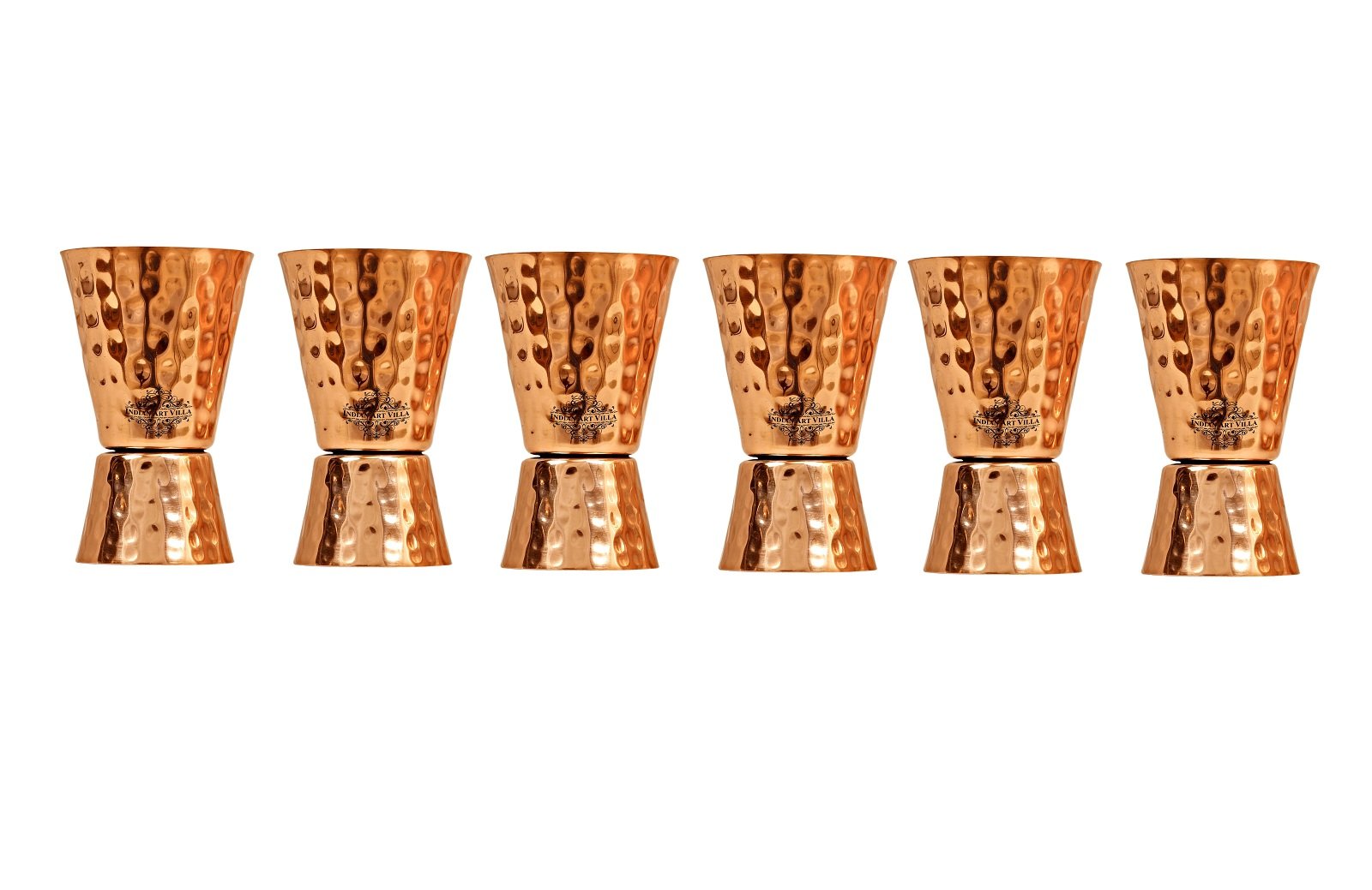 Pure Copper Hammered Shot Jigger Glass Cup