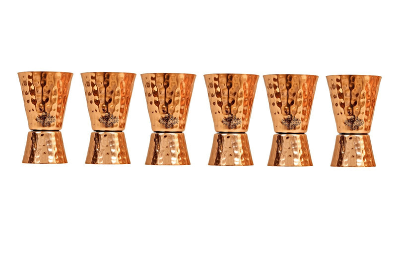 Pure Copper Hammered Shot Jigger Glass Cup