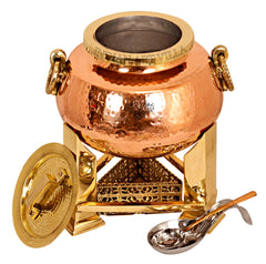 Steel Copper Hammered Chafing Dish with Brass fuel Gel Stand & Spoons