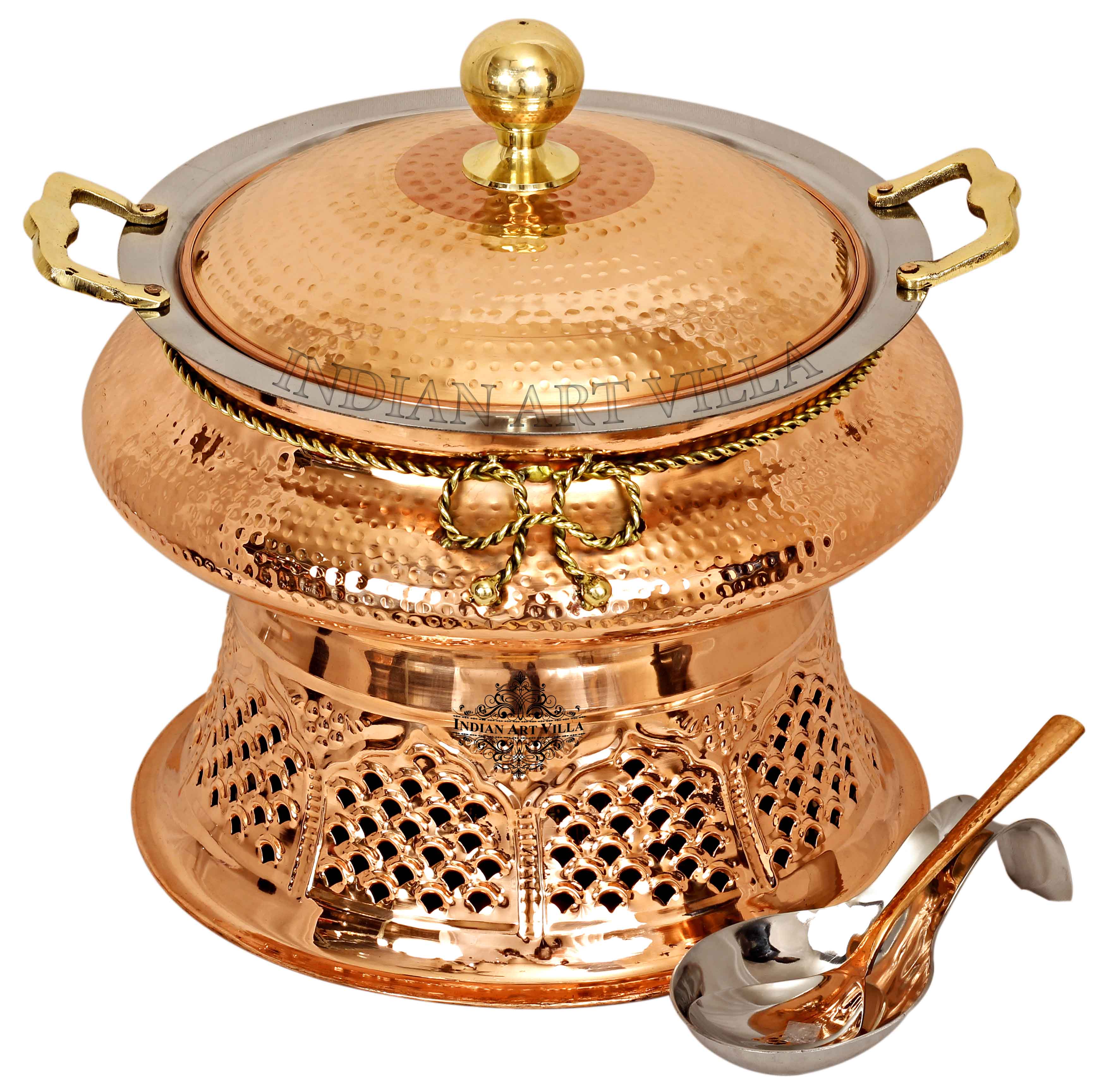 Pure Steel Copper Chafing Dish with Stand and Spoon