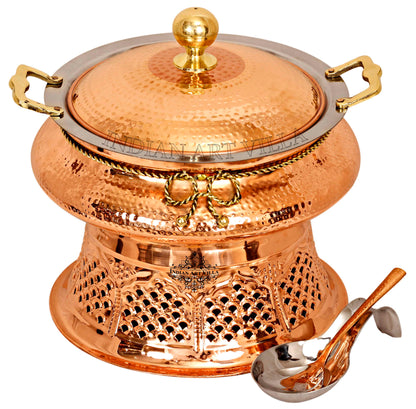 Pure Steel Copper Chafing Dish with Stand and Spoon