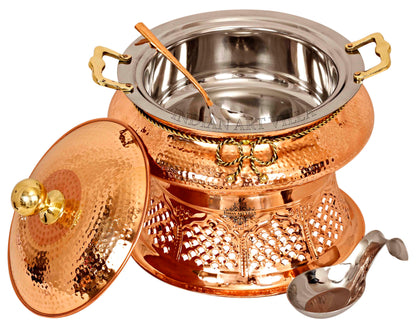 Pure Steel Copper Chafing Dish with Stand and Spoon