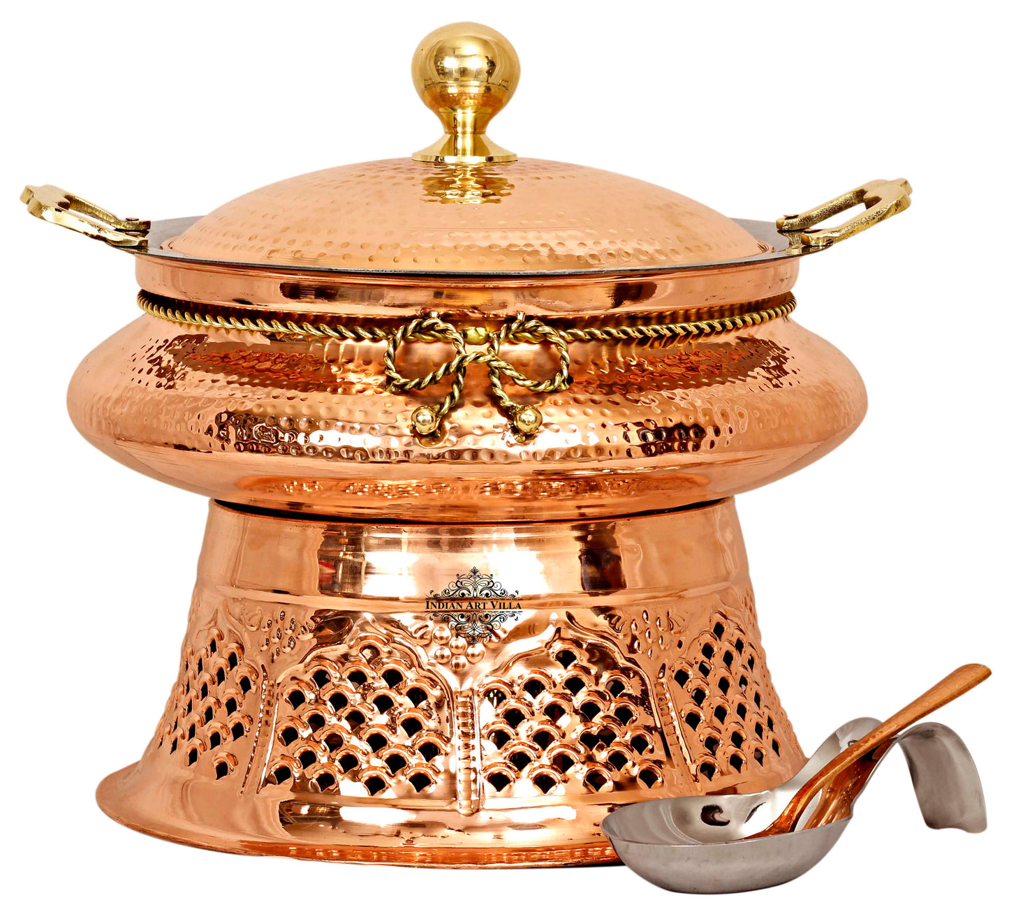 Pure Steel Copper Chafing Dish with Stand and Spoon
