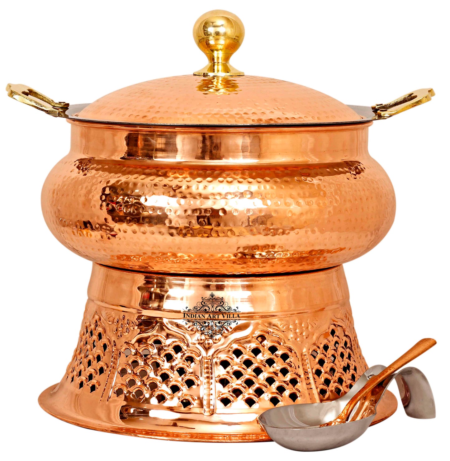 Pure Steel Copper Chafing Dish with Stand and Spoon