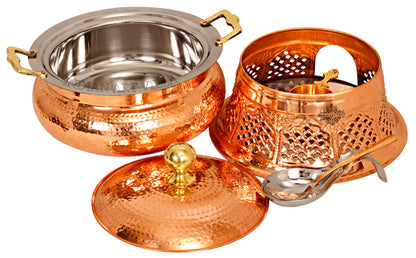 Pure Steel Copper Chafing Dish with Stand and Spoon
