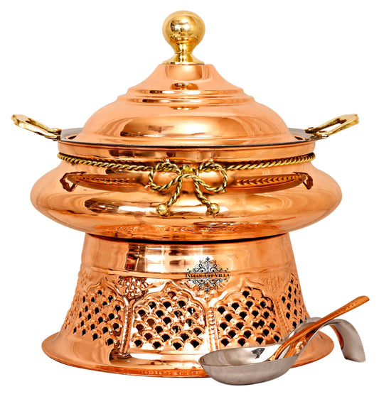 Pure Steel Copper Chafing Dish with Stand and Spoon