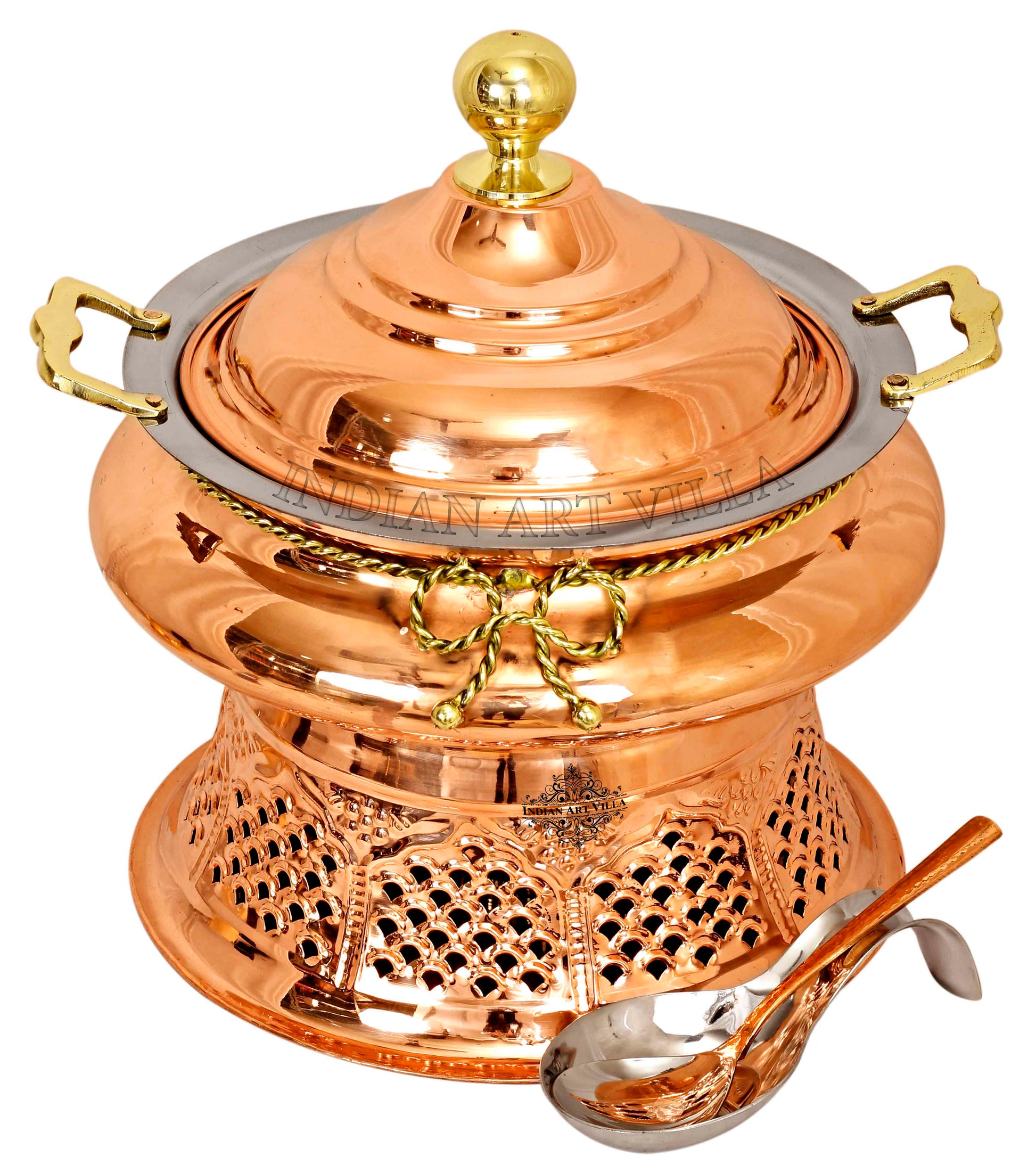 Pure Steel Copper Chafing Dish with Stand and Spoon