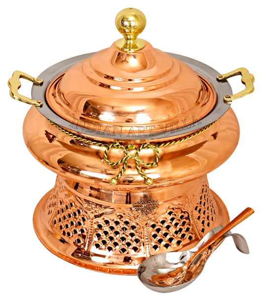 Pure Steel Copper Chafing Dish with Stand and Spoon